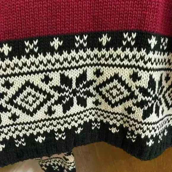 Vintage Black White Maroon Floral Rose Abstract Print Cotton Cropped Sweater M - Picture 12 of 13